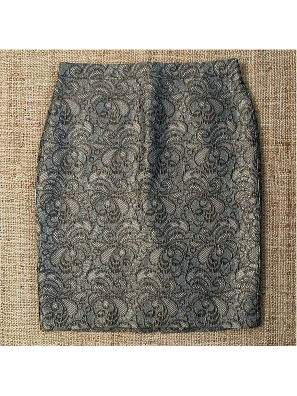 Ann Taylor Metallic Paisley Pencil Skirt 8 Petite